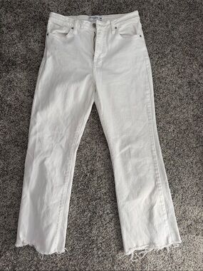 Just Black White Straight-Leg Jeans with Raw Hem